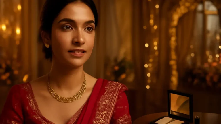 Indian wedding guest with fresh makeup, smooth hair and a small touch-up kit
