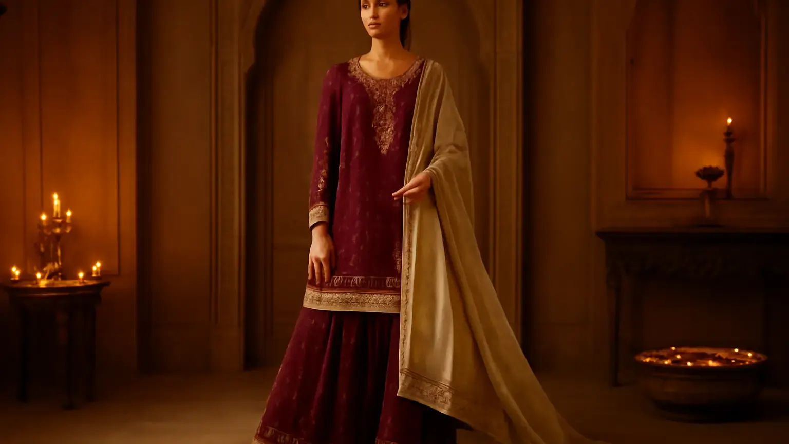 Indian festive sharara outfit styled as a polished alternative to a saree