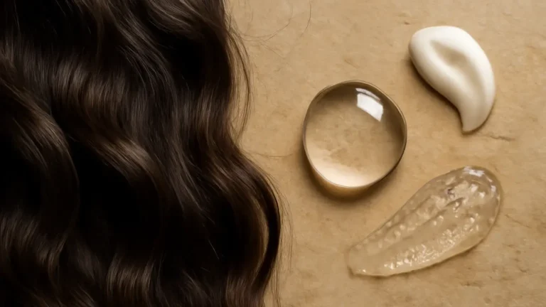 Textured dark hair styled with moisture-balancing products in a humid setting