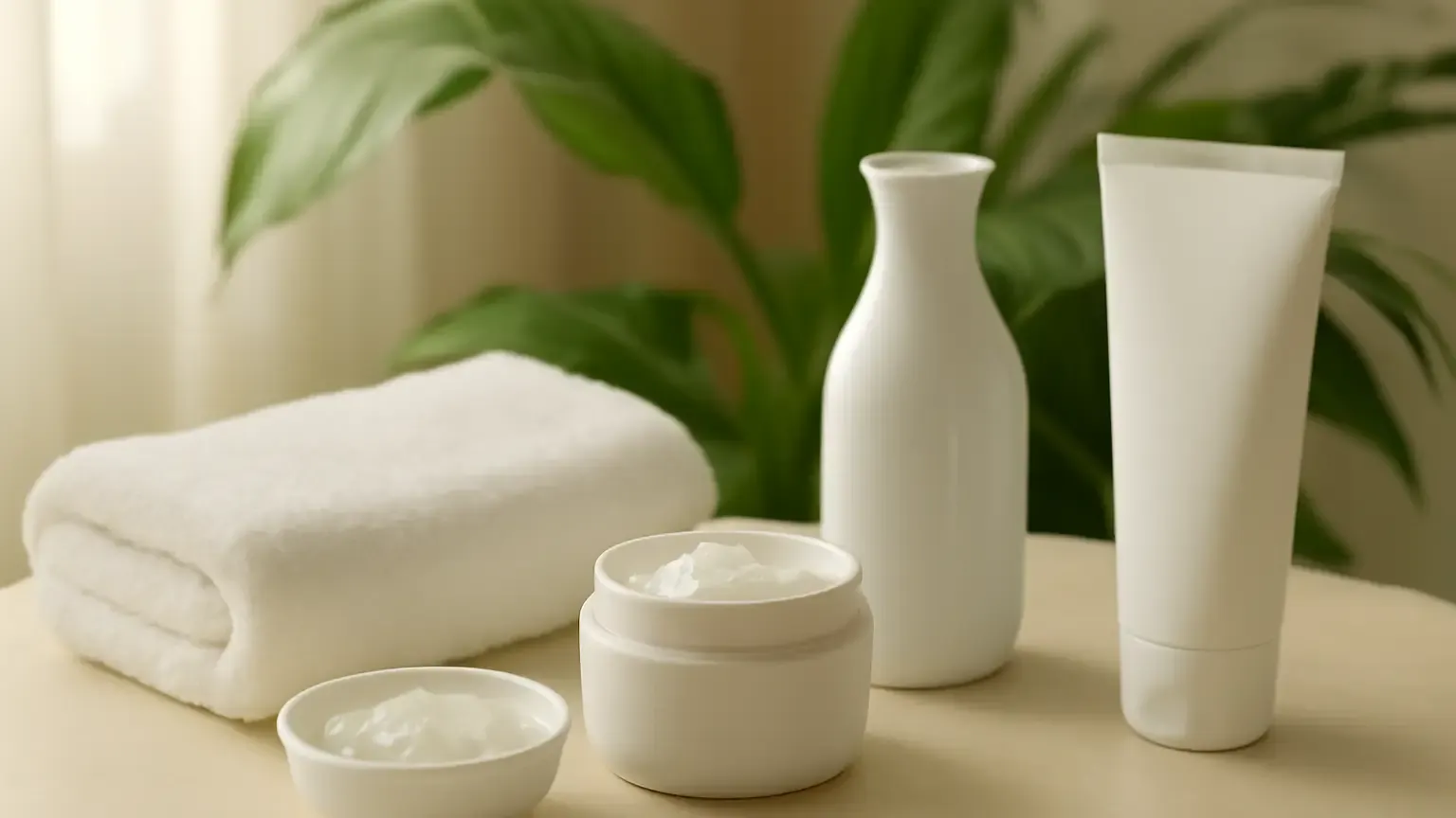 Gel, lotion and fluid moisturiser textures arranged for an oily skin comparison.