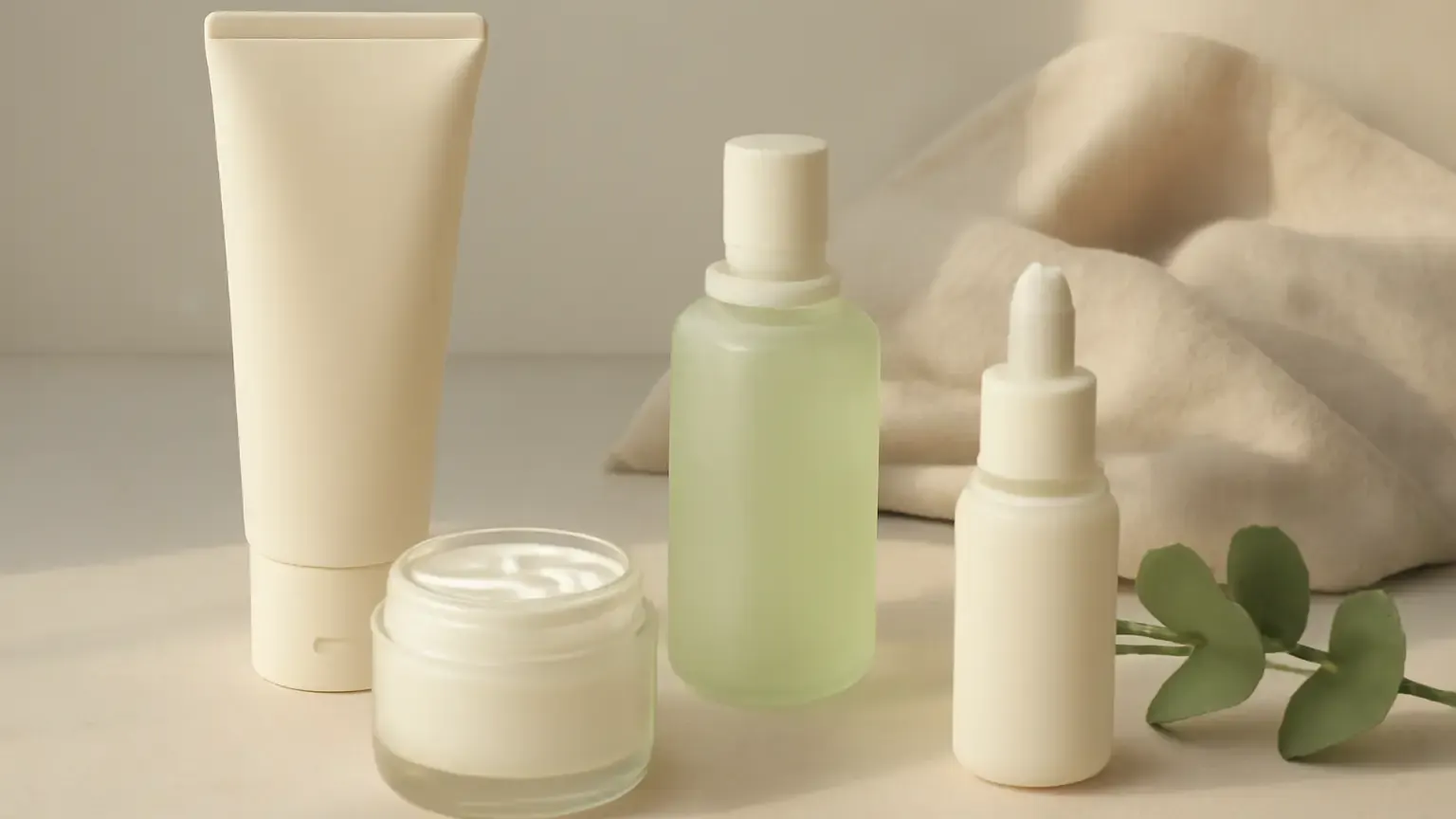 Zone-based skincare products arranged for combination skin on an Indian beauty vanity.